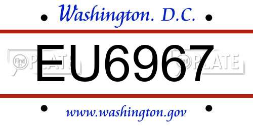 EU6967 District Of Columbia License Plate
