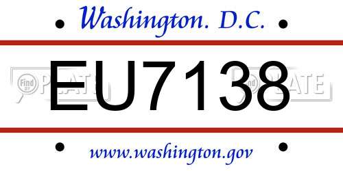 EU7138 District Of Columbia License Plate