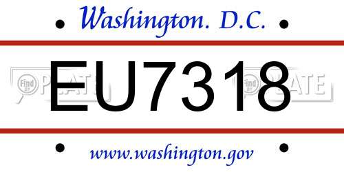 EU7318 District Of Columbia License Plate