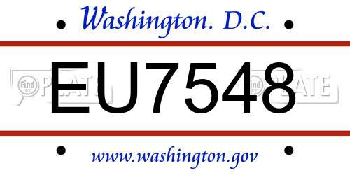 EU7548 District Of Columbia License Plate