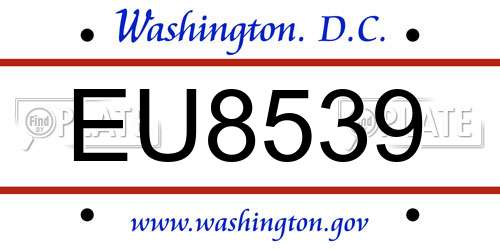 EU8539 District Of Columbia License Plate