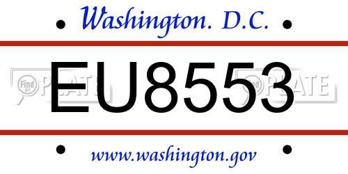 EU8553 District Of Columbia License Plate