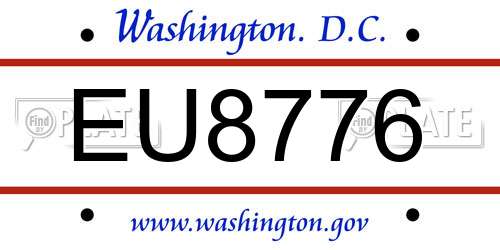 EU8776 District Of Columbia License Plate