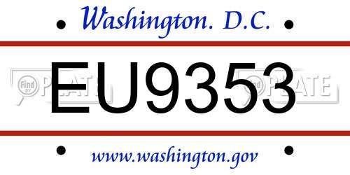EU9353 District Of Columbia License Plate