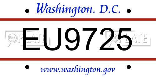 EU9725 District Of Columbia License Plate