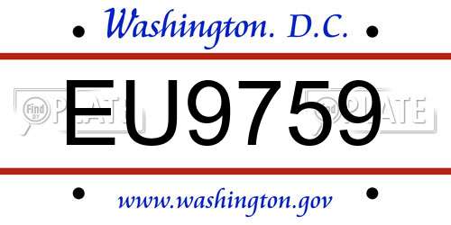 EU9759 District Of Columbia License Plate