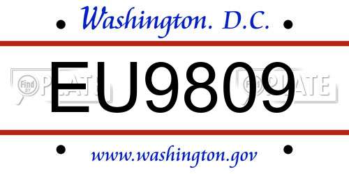EU9809 District Of Columbia License Plate
