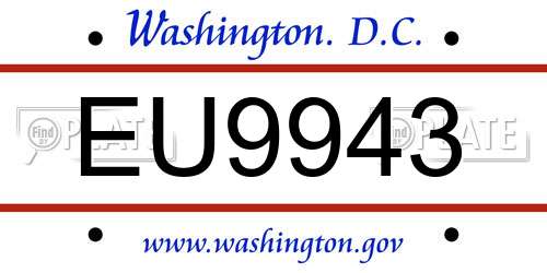 EU9943 District Of Columbia License Plate