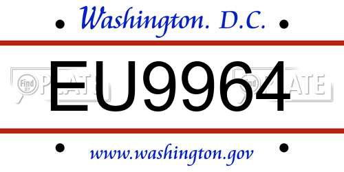 EU9964 District Of Columbia License Plate