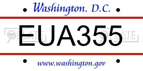 EUA355 District Of Columbia License Plate