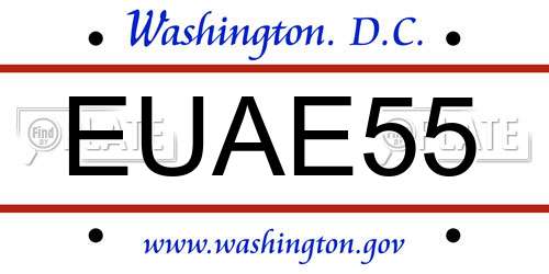 EUAE55 District Of Columbia License Plate