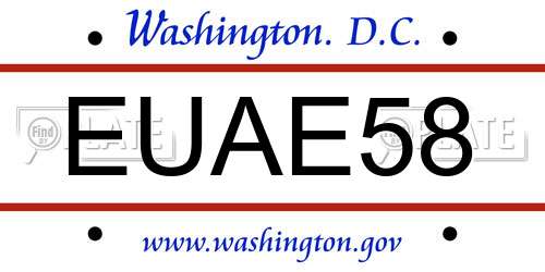EUAE58 District Of Columbia License Plate