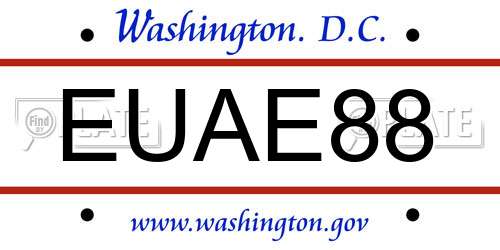 EUAE88 District Of Columbia License Plate