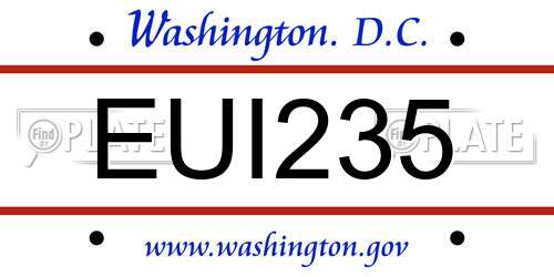 EUI235 District Of Columbia License Plate