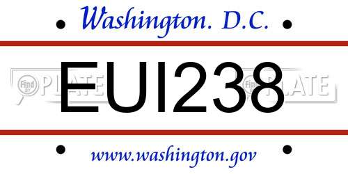 EUI238 District Of Columbia License Plate