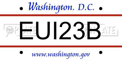 EUI23B District Of Columbia License Plate