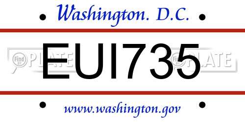 EUI735 District Of Columbia License Plate