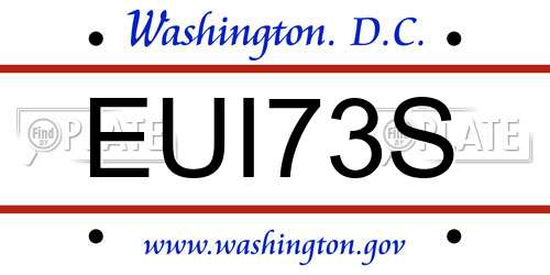EUI73S District Of Columbia License Plate