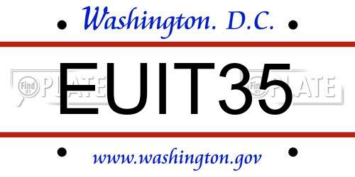 EUIT35 District Of Columbia License Plate