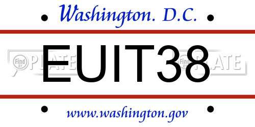 EUIT38 District Of Columbia License Plate