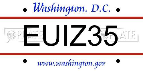 EUIZ35 District Of Columbia License Plate