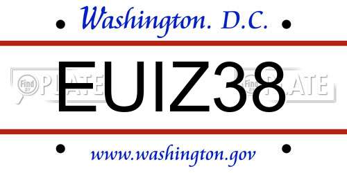 EUIZ38 District Of Columbia License Plate