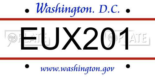 EUX201 District Of Columbia License Plate