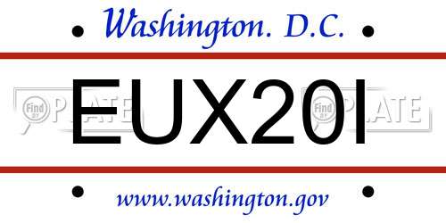 EUX20I District Of Columbia License Plate