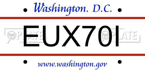 EUX70I District Of Columbia License Plate