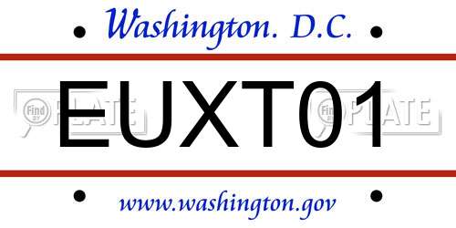 EUXT01 District Of Columbia License Plate