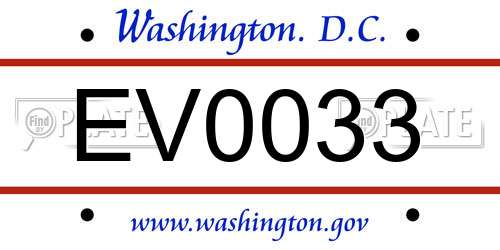EV0033 District Of Columbia License Plate