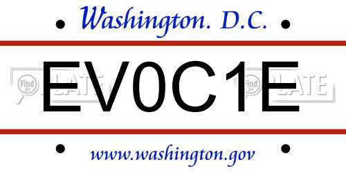EV0C1E District Of Columbia License Plate