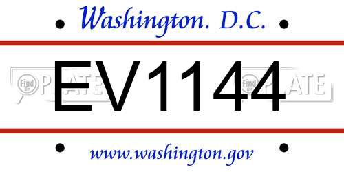 EV1144 District Of Columbia License Plate