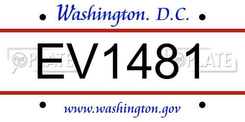 EV1481 District Of Columbia License Plate