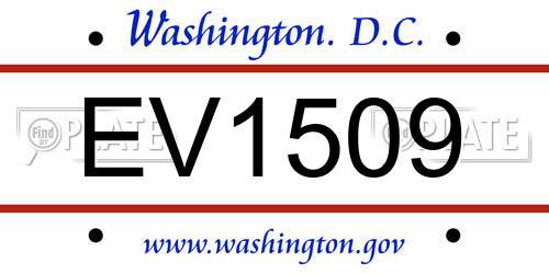 EV1509 District Of Columbia License Plate
