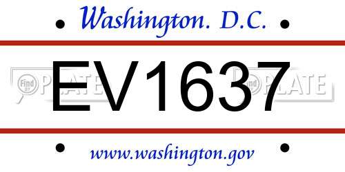 EV1637 District Of Columbia License Plate