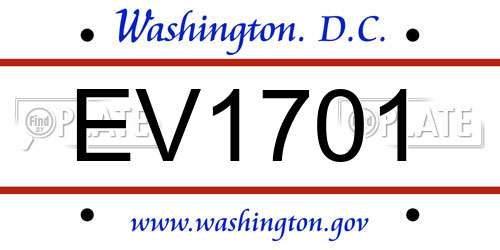EV1701 District Of Columbia License Plate