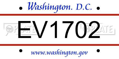 EV1702 District Of Columbia License Plate