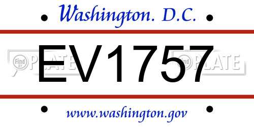 EV1757 District Of Columbia License Plate