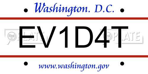EV1D4T District Of Columbia License Plate