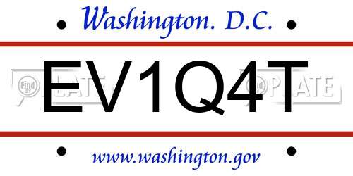 EV1Q4T District Of Columbia License Plate