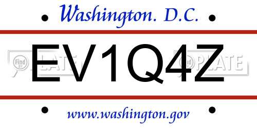 EV1Q4Z District Of Columbia License Plate
