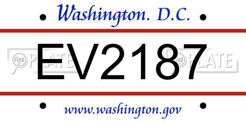 EV2187 District Of Columbia License Plate