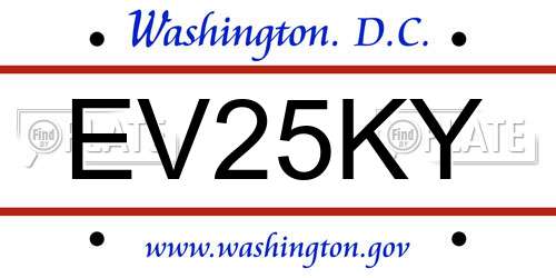 EV25KY District Of Columbia License Plate