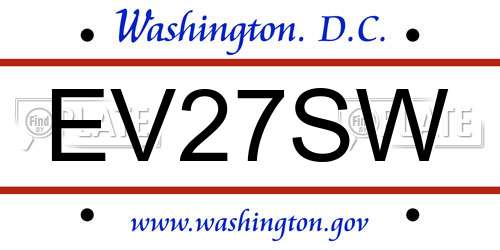 EV27SW District Of Columbia License Plate