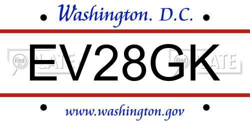 EV28GK District Of Columbia License Plate