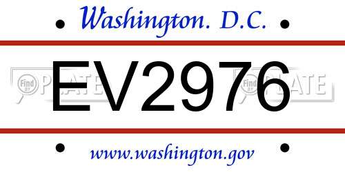 EV2976 District Of Columbia License Plate