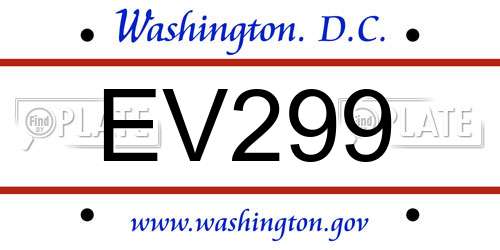 EV299 District Of Columbia License Plate