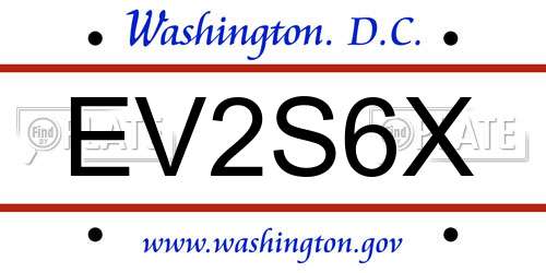 EV2S6X District Of Columbia License Plate