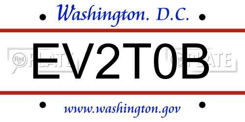 EV2T0B District Of Columbia License Plate